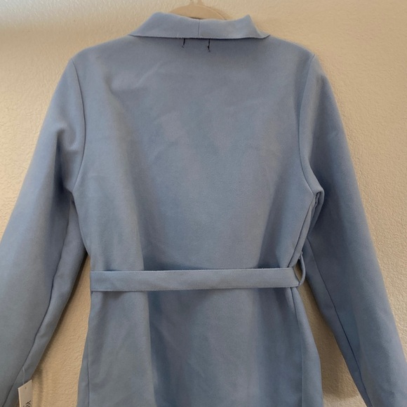 NWT Italy Blue Belted Coat oversized pockets lagenlook fall western L - Picture 7 of 8